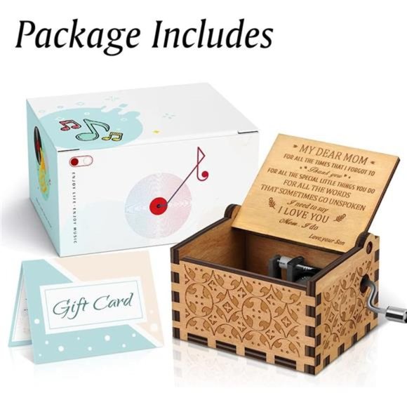 Music Box Hand Crank Engraved Musical Box-U R My Sunshine Mechanism Antique - Picture 6 of 6